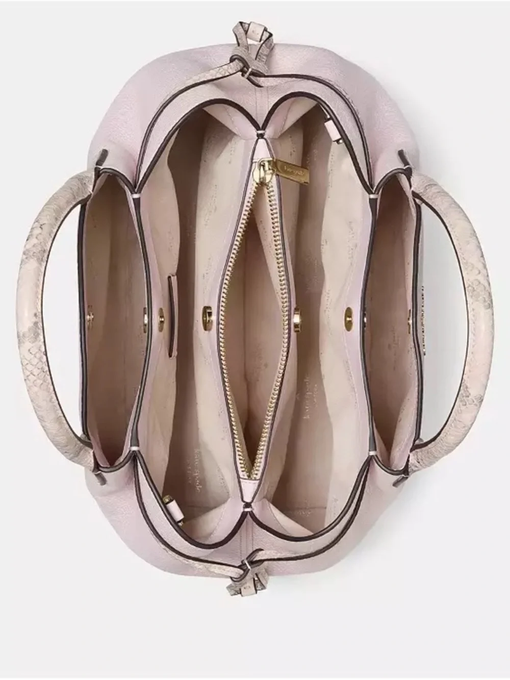 Kate Spade Dumpling Snake Embossed Large Satchel Bag Shimmer Pink